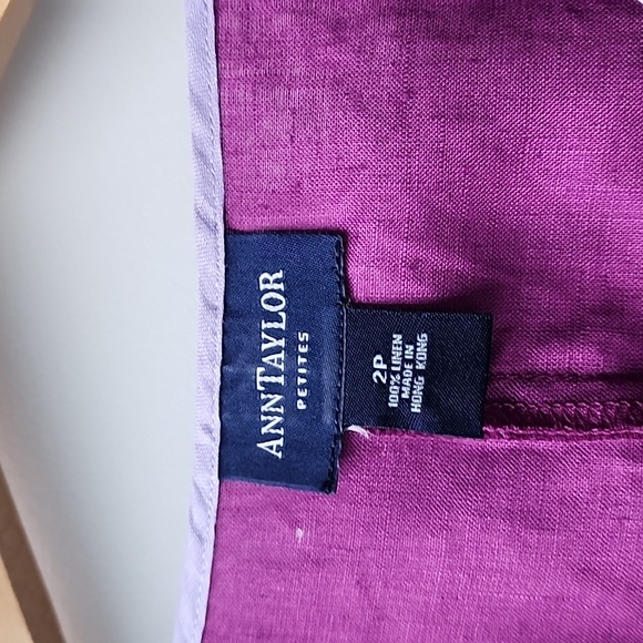 Vintage Ann Taylor Petites V Neck Cropped Linen Tank Top - Picture 2 of 5